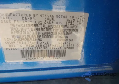 2023 Nissan Kicks Sv Xtronic Cvt from USA, damaged, VIN 3N1CP5CV5PL571657